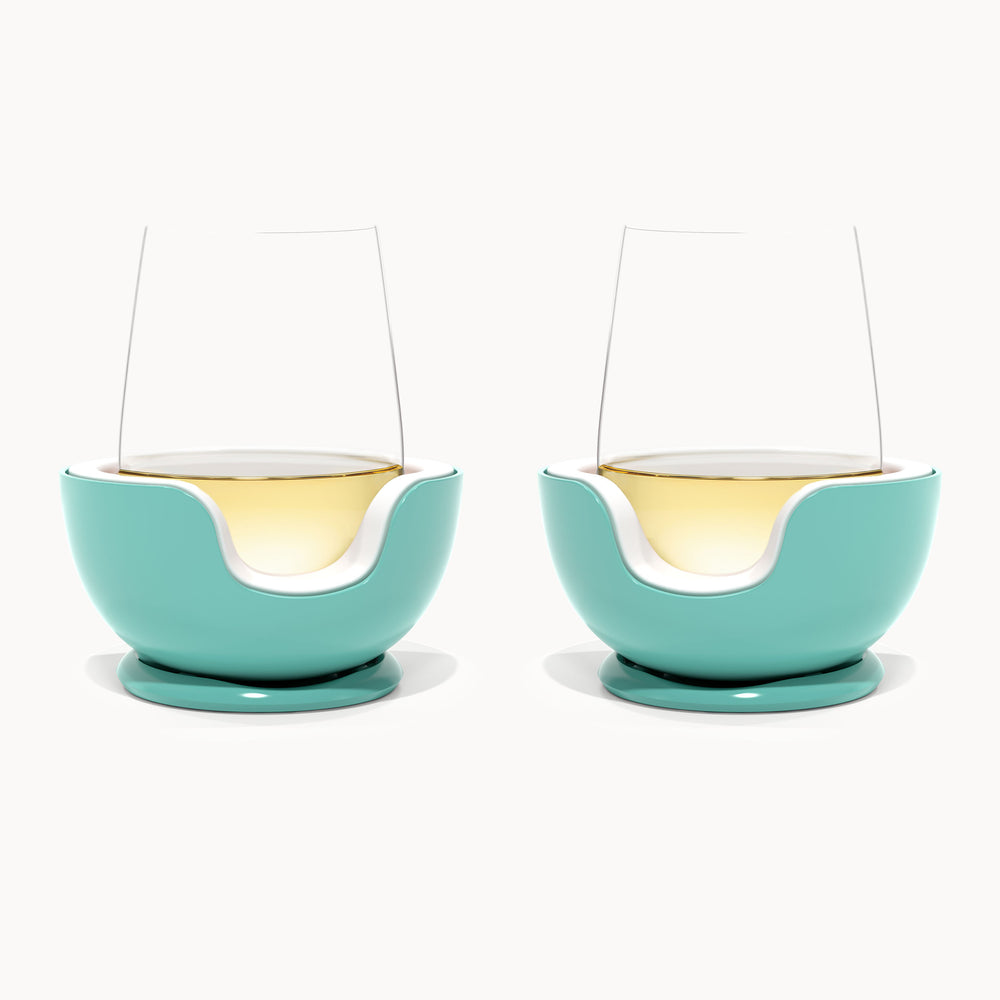 Stemless Wine Chiller Pair Cyan