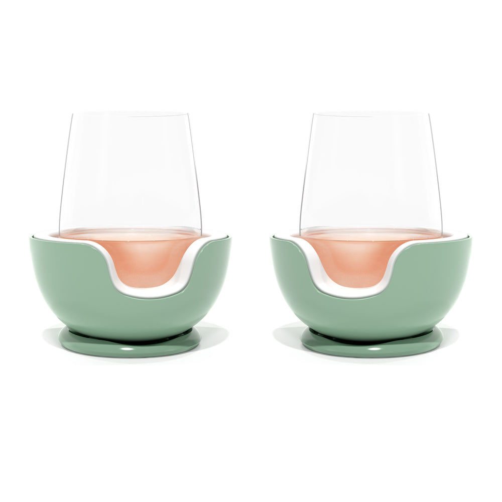 VoChill Stemless wine chiller pair in Sage color