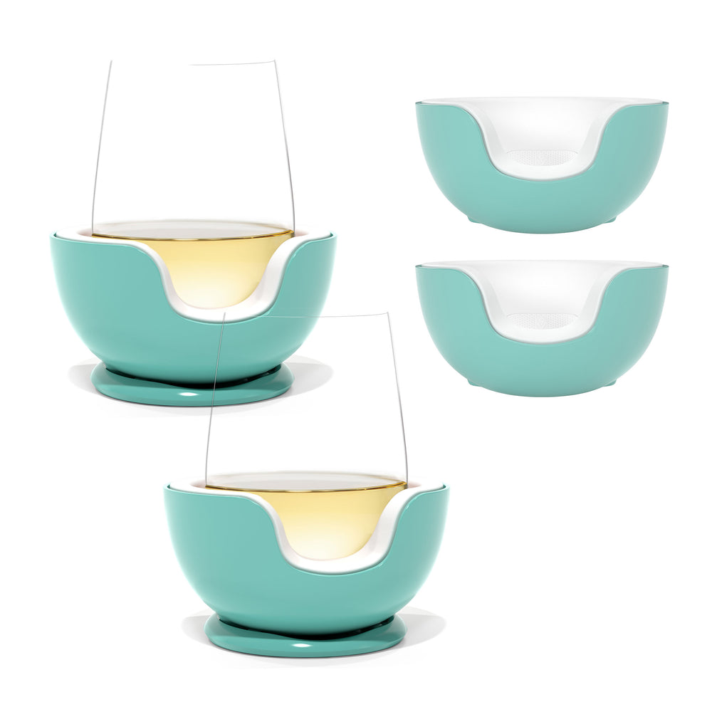 Stemless Wine Chiller Pair + 2 Extra Chill Cradles Sale Item Cyan