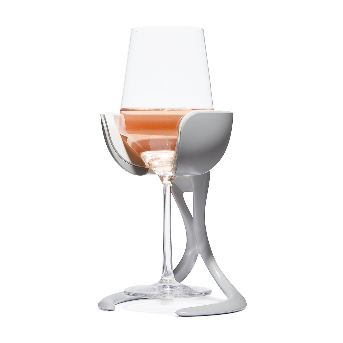 Stone color stemmed wine glass chiller on white background by VoChill Inc.