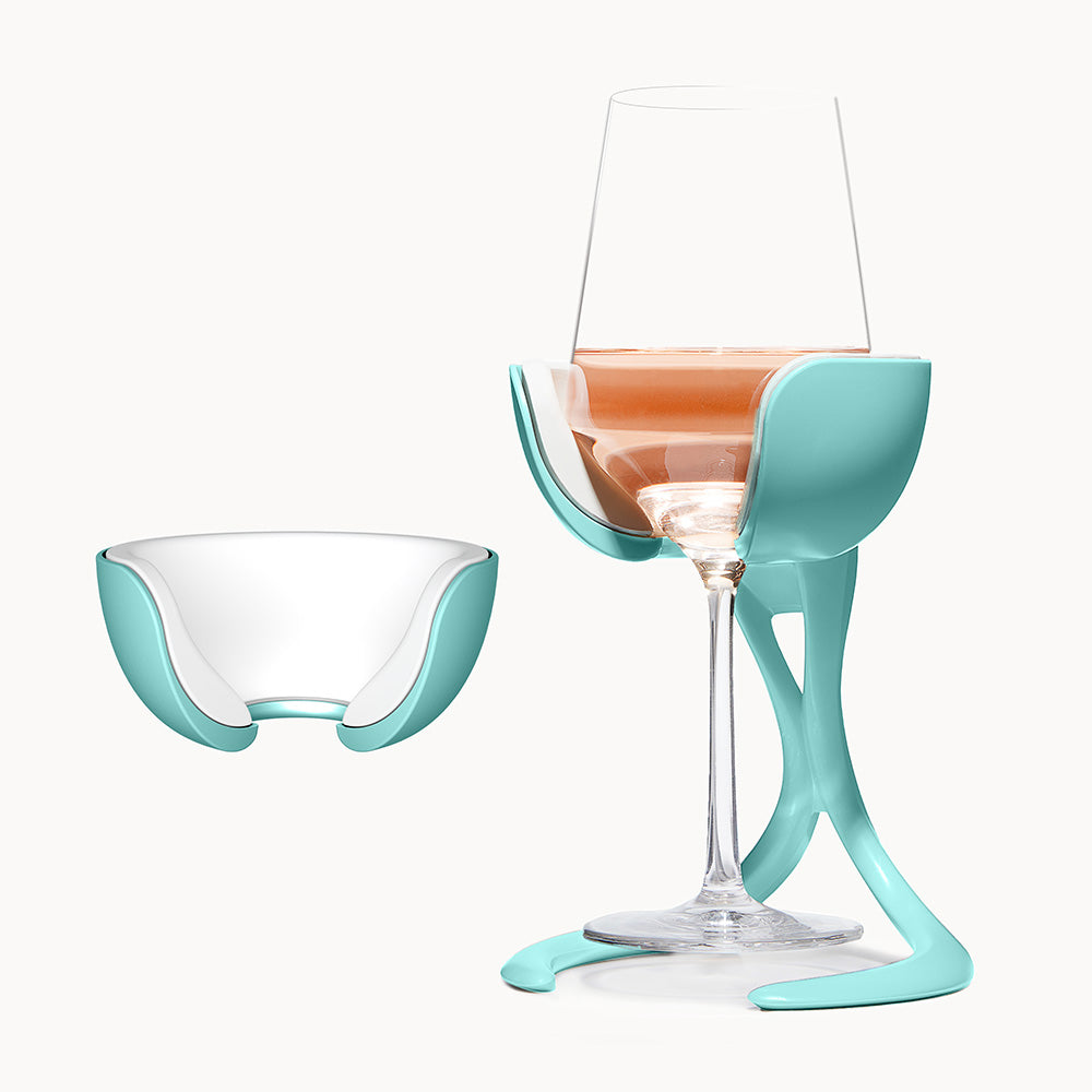 Stemmed Wine Chiller + Extra Chill Cradle Cyan