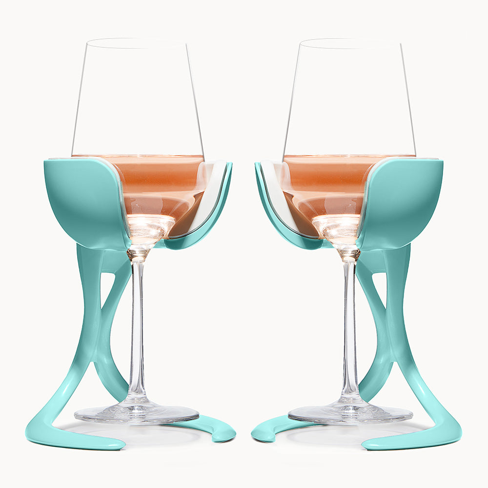 Stemmed Wine Chiller Pair Cyan