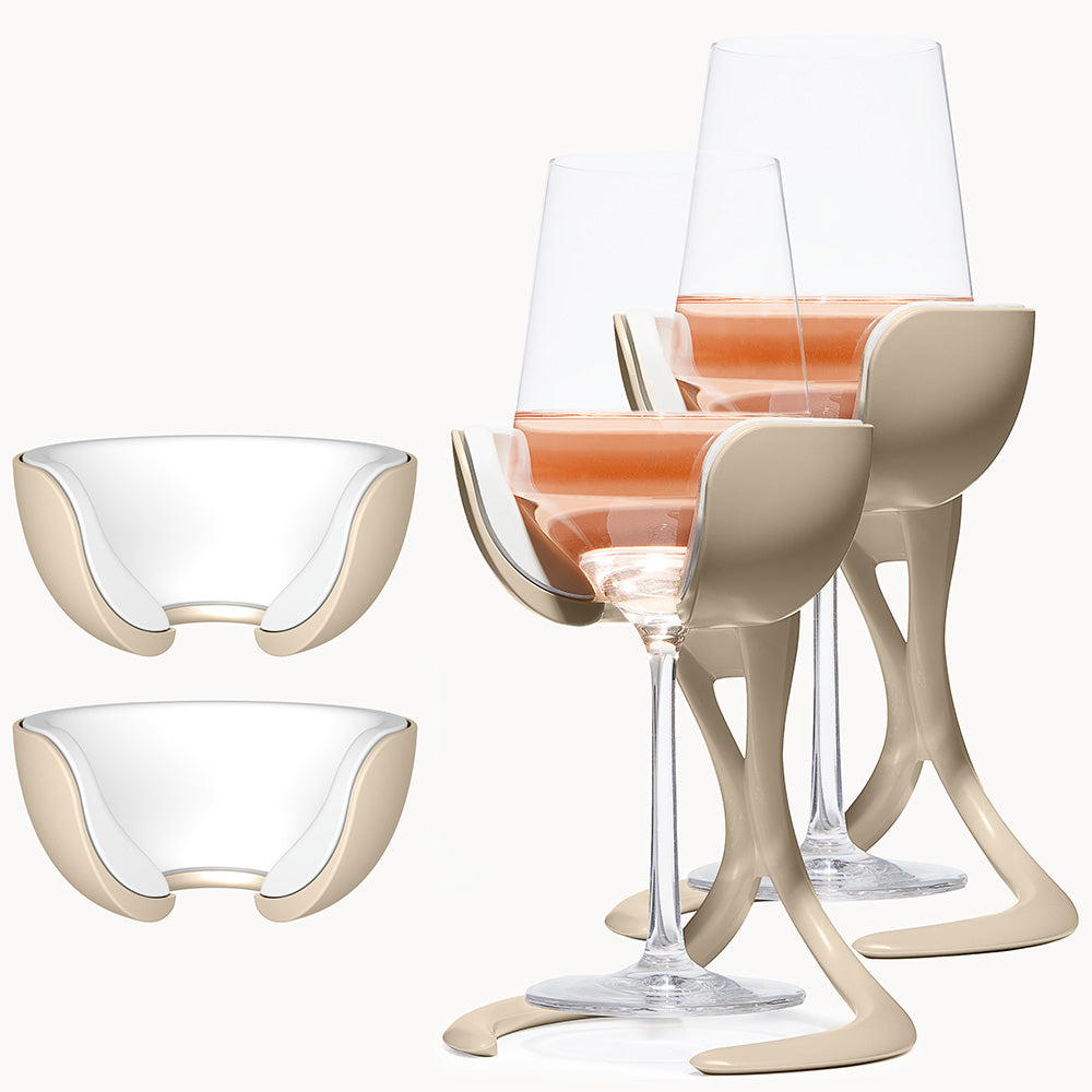 Stemmed Wine Chiller Pair + 2 Extra Chill Cradles