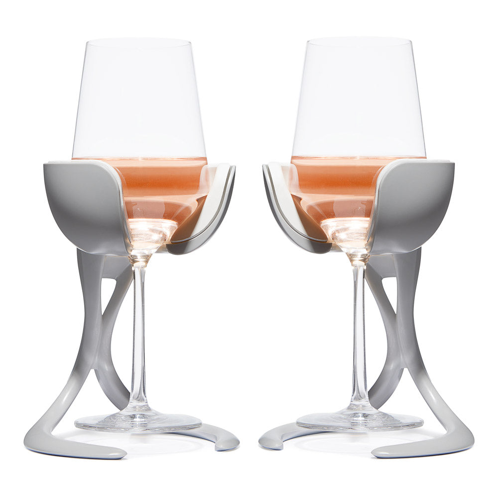 
                      
                        VoChill stemmed wine chiller pair in a sleek Stone color.
                      
                    