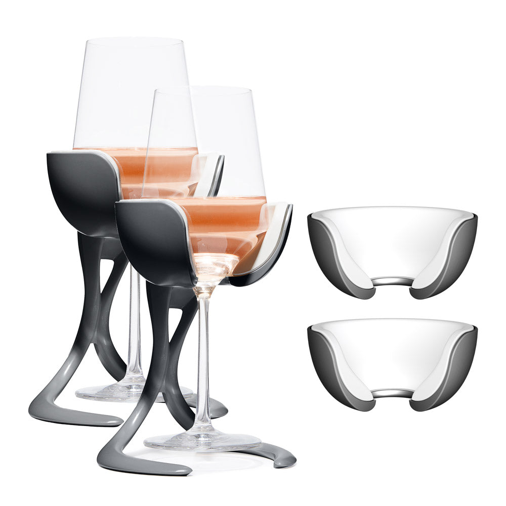 The Perfect Set - Stemmed Wine Chiller Pair + 2 Extra Chill Cradles