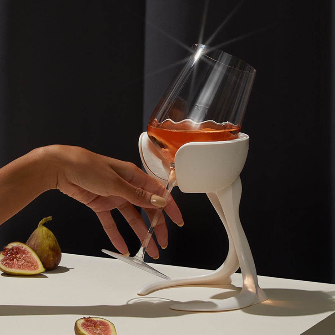 VoChill Stemmed Wine Glass Chiller + 2 Extra Chill Cradles | Graphite | Best Wine Gift
